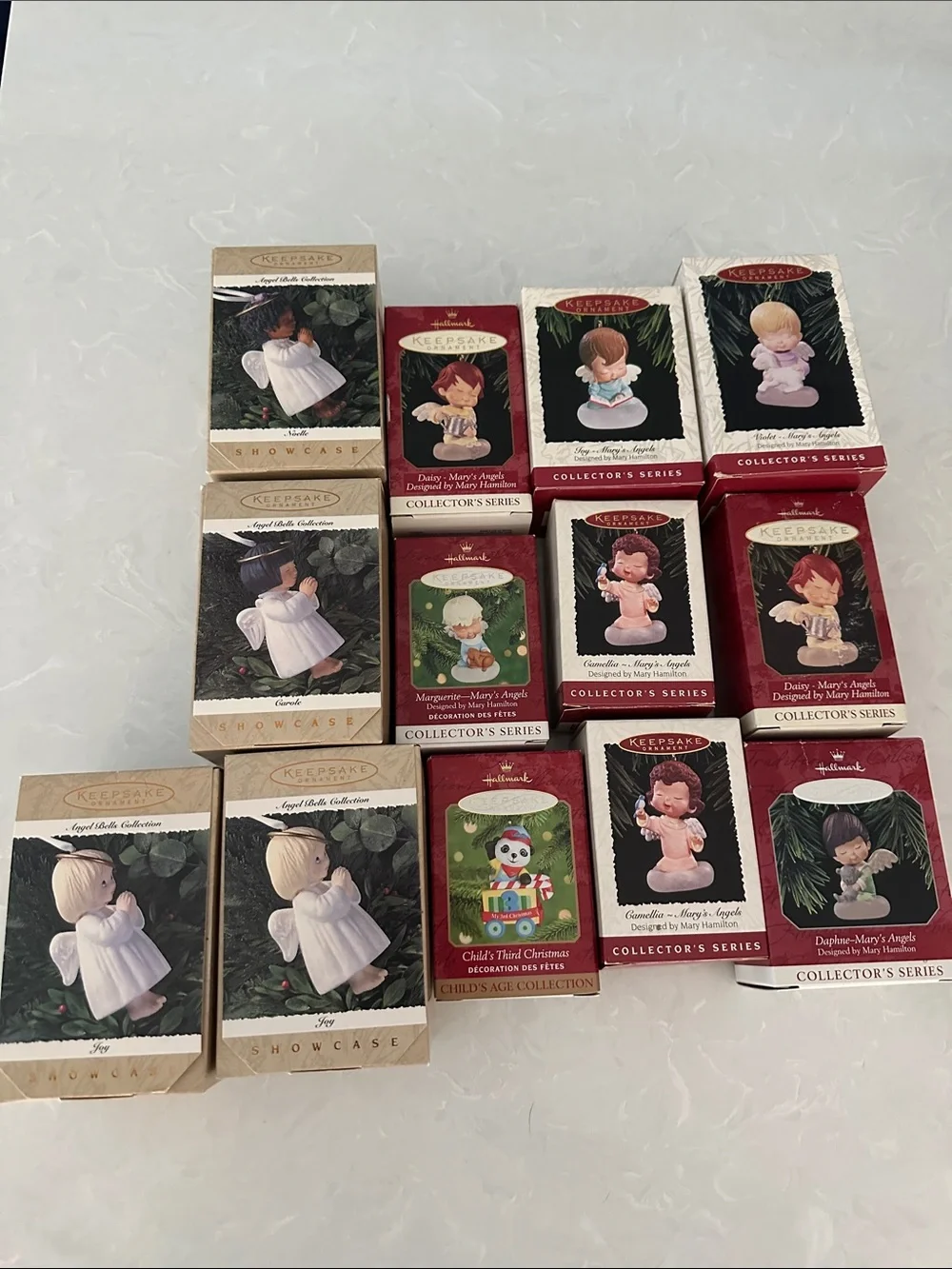 New Lot 14 Hallmark Keepsake Showcase Ornaments Angels Boy Girl Christmas Vtg
